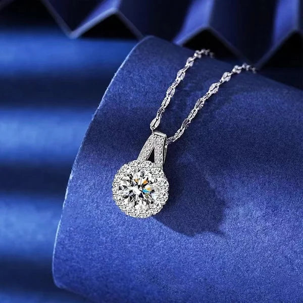 💎Offizieller Laden💎S925 Sterling Silber Moissanite Sonnenblume Anhänger Halskette⚡Befristete Aktion⚡