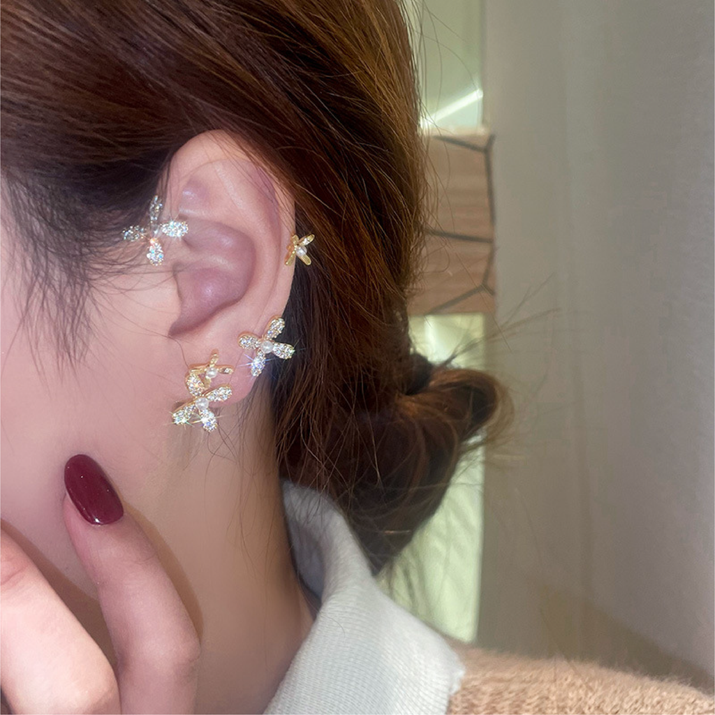 Sparkling Flower Ear Cuff Earring｜(Sliver/Gold)